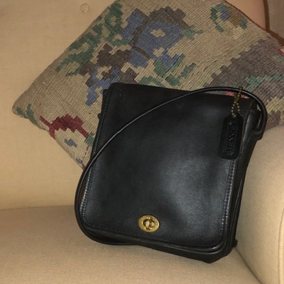 Black Leather Coach Crossbody Bag - Picture 1 of 8